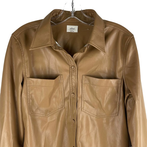Wilfred Taryn Button Up Shirt Vegan Leather Brown Size S - Picture 4 of 9